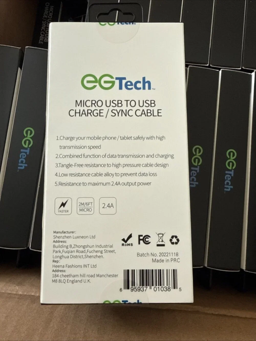 USB to Micro USB Cable 6ft EGTech Fast Charging Cord Braided EGC11 Set of 4 NEW
